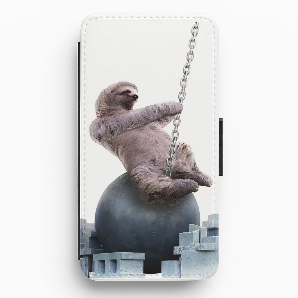 Wrecking Ball Sloth Flip Wallet Phone Case