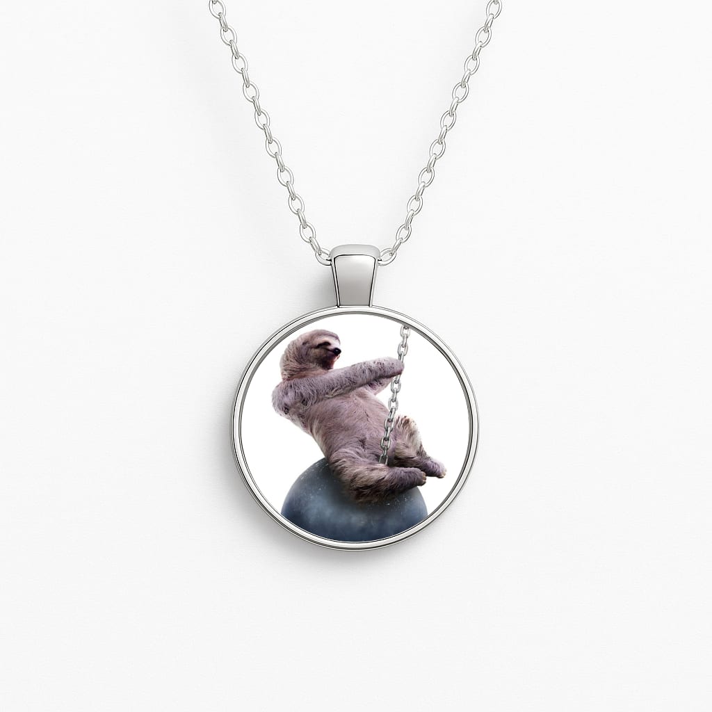 Wrecking Ball Sloth Circle Necklace