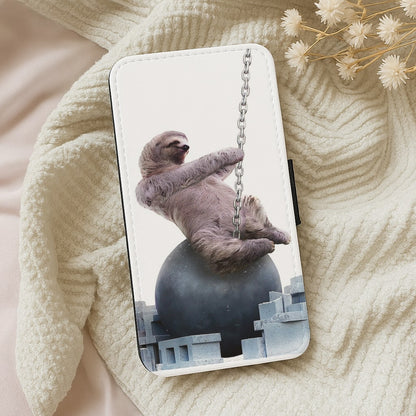 Wrecking Ball Sloth Flip Wallet Phone Case
