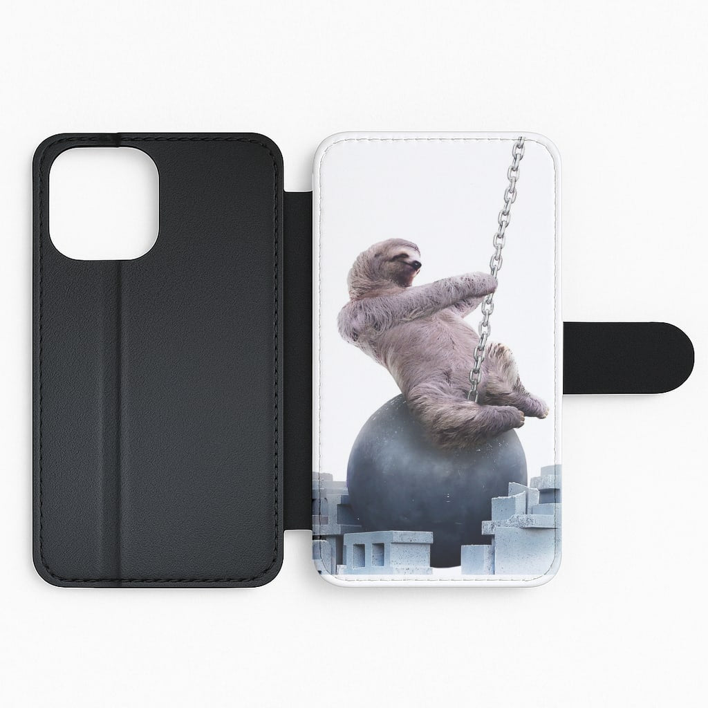 Wrecking Ball Sloth Flip Wallet Phone Case