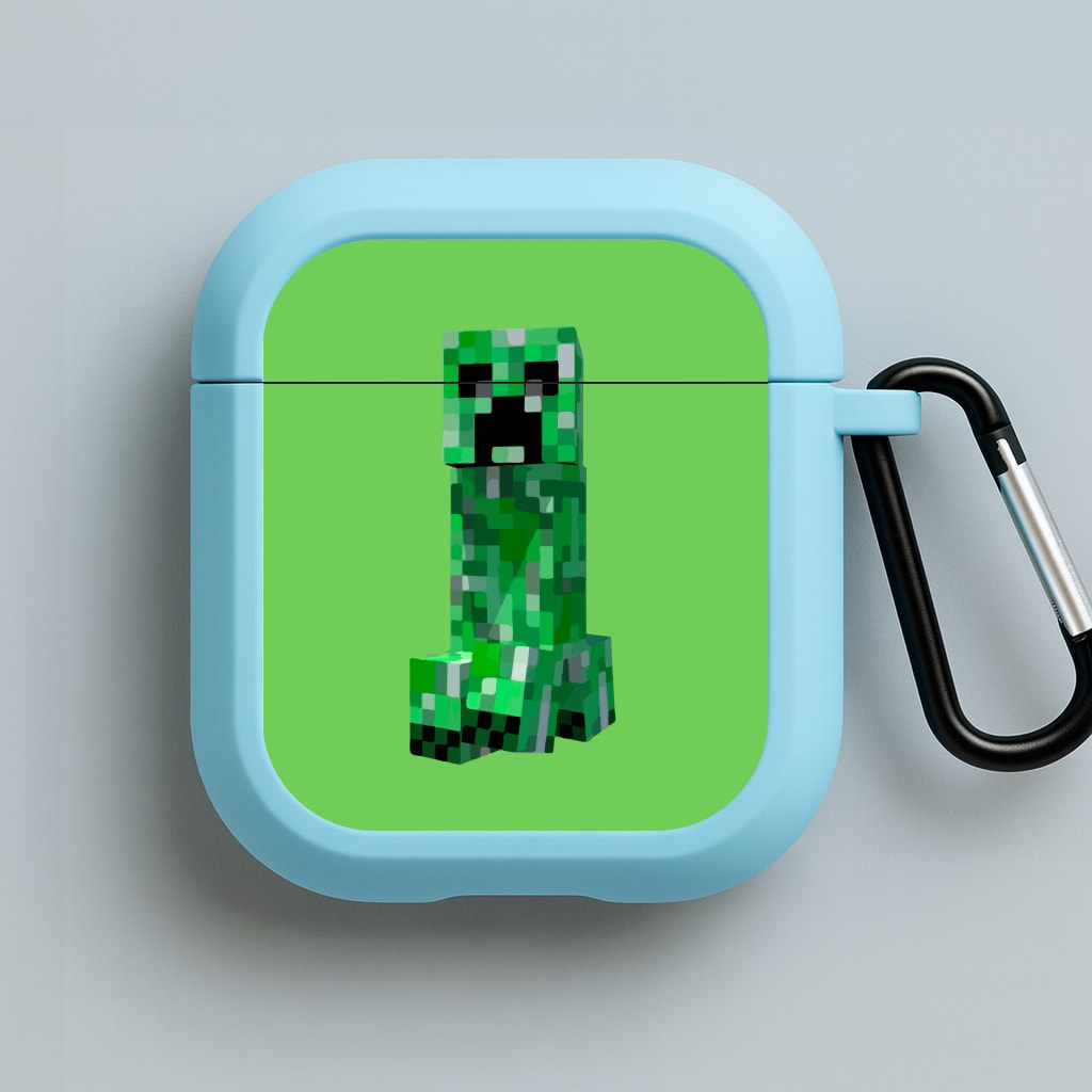 Mining Creeper Blue AirPods Case