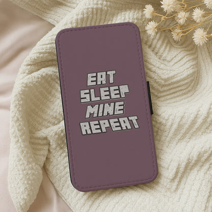 Eat Sleep Mine Repeat Wallet Phone Case
