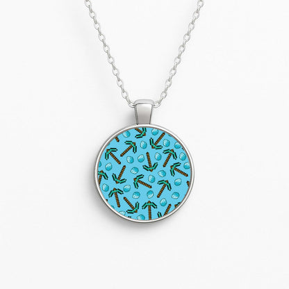 Diamond Axe Pattern Circle Necklace