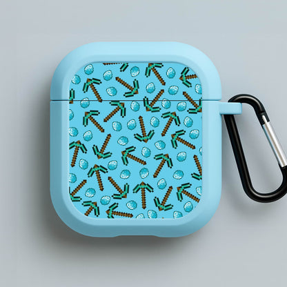 Diamond Axe Pattern Blue AirPods Case