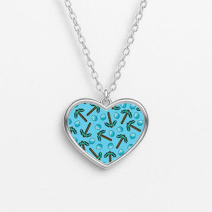 Diamond Axe Pattern Heart Necklace