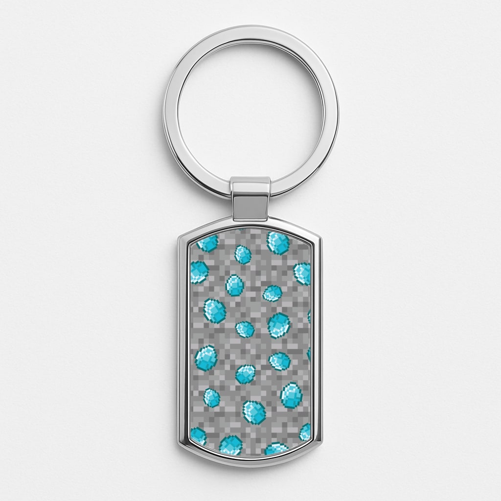 Diamond Pattern Silver Keyring