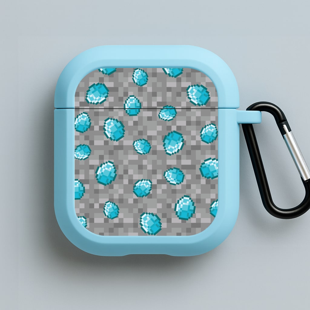Diamond Pattern Blue AirPods Case