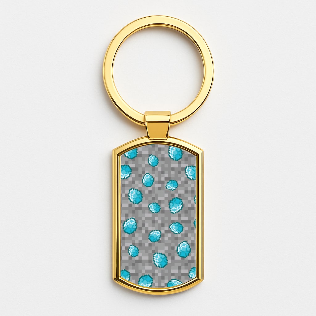 Diamond Pattern Gold Keyring