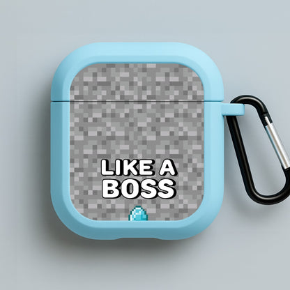 Like A Boss Blue AirPods Case