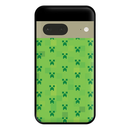 Creeper Pattern Green Phone Case for Google Pixel 7a