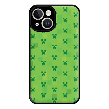 Creeper Pattern Green Phone Case for iPhone 14