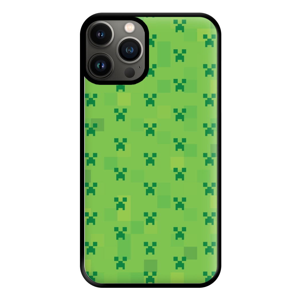 Creeper Pattern Green Phone Case for iPhone 13 Pro Max