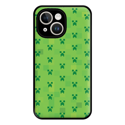 Creeper Pattern Green Phone Case for iPhone 14 Plus