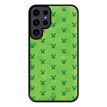 Creeper Pattern Green Phone Case for Galaxy S23 Ultra