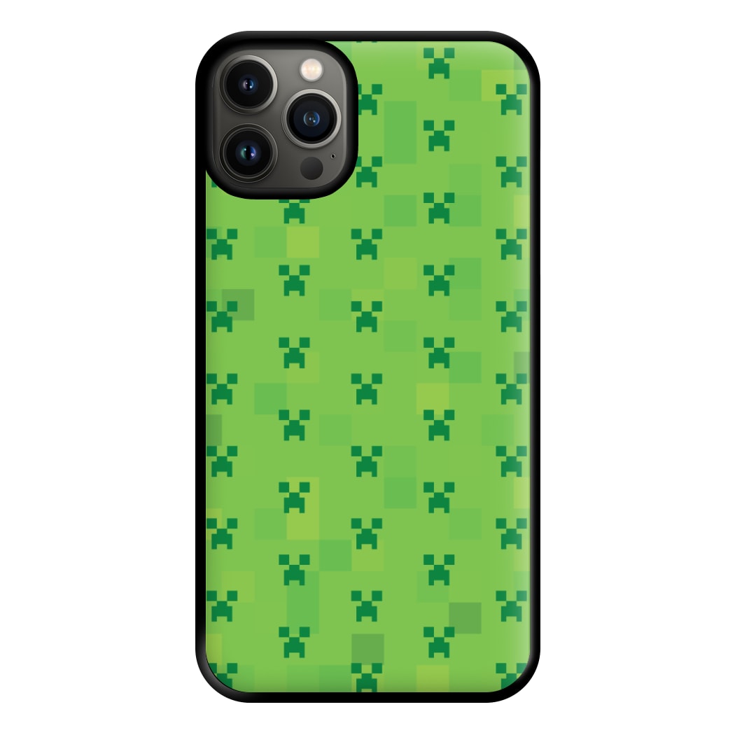 Creeper Pattern Green Phone Case for iPhone 13