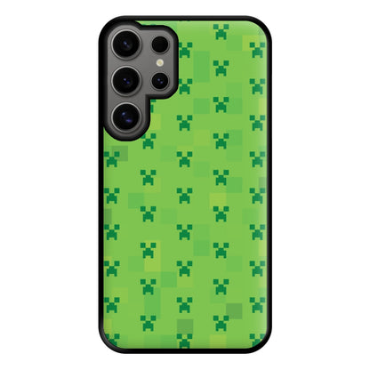 Creeper Pattern Green Phone Case for Galaxy S24 Ultra