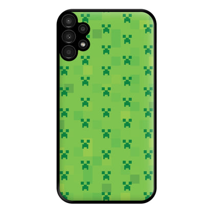 Creeper Pattern Green Phone Case for Galaxy A13