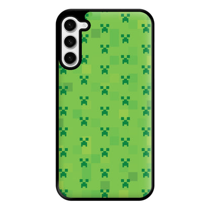 Creeper Pattern Green Phone Case for Galaxy S23 Plus