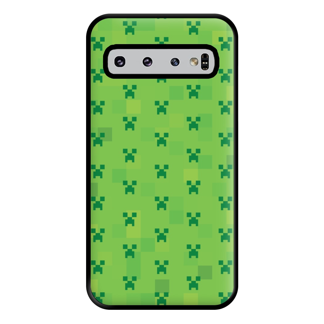 Creeper Pattern Green Phone Case for Galaxy S10 Plus