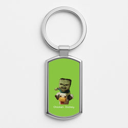 Chicken Jockey  Silver Keyring