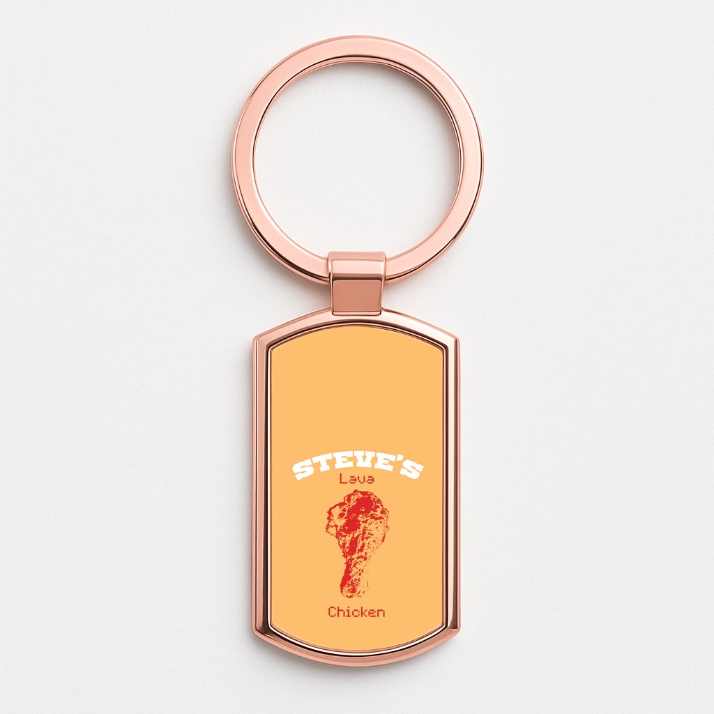 Steve's Lava Chicken Rose Gold Keyring