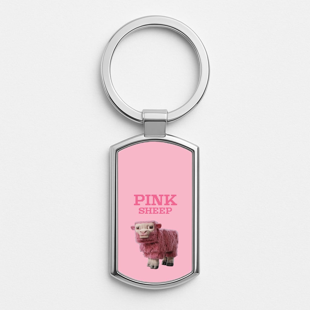 Pink Sheep Silver Keyring