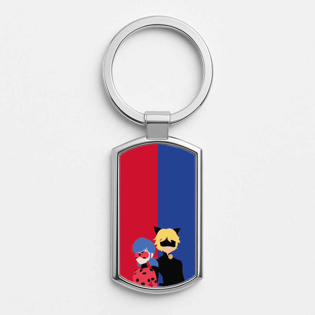 Red And Blue Silver Keyring