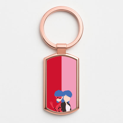 Marinette And Ladybug Rose Gold Keyring