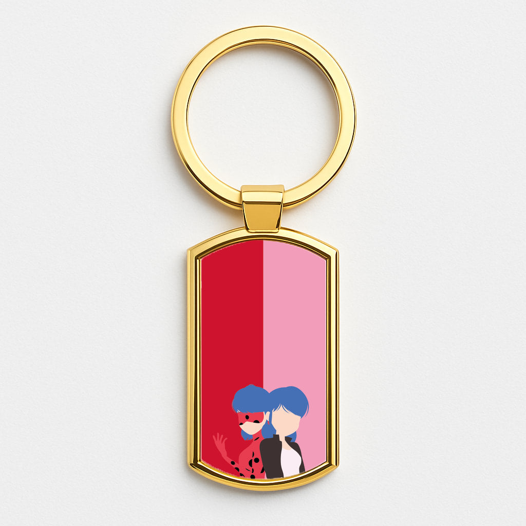 Marinette And Ladybug Gold Keyring