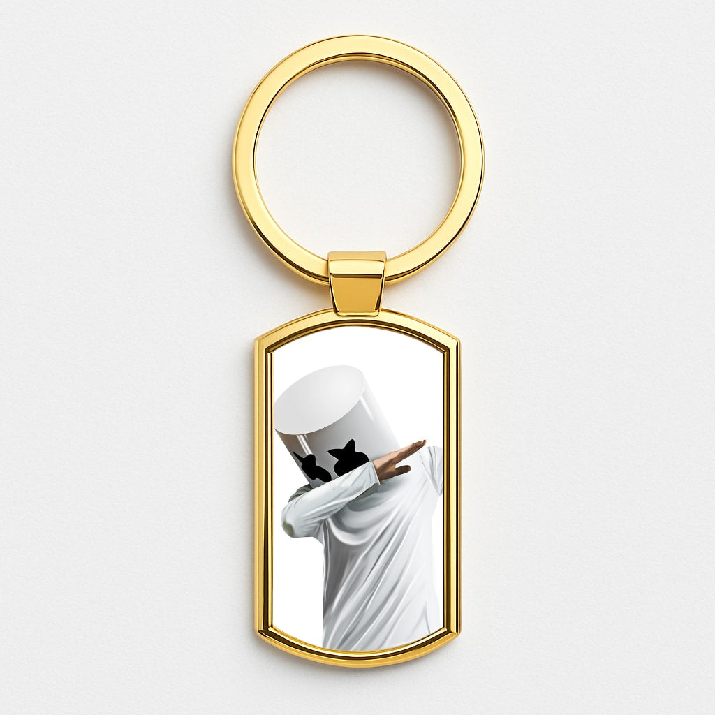 White Helmet DJ Dab Gold Keyring