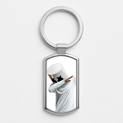 White Helmet DJ Dab Silver Keyring