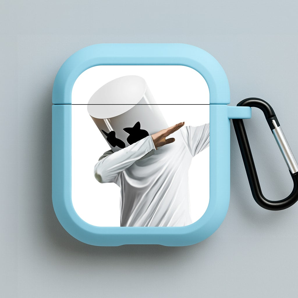White Helmet DJ Dab Blue AirPods Case