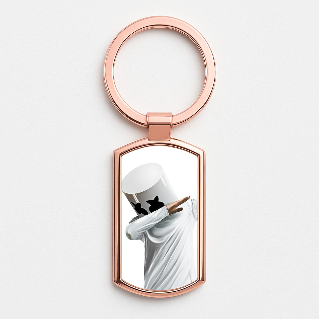 White Helmet DJ Dab Rose Gold Keyring