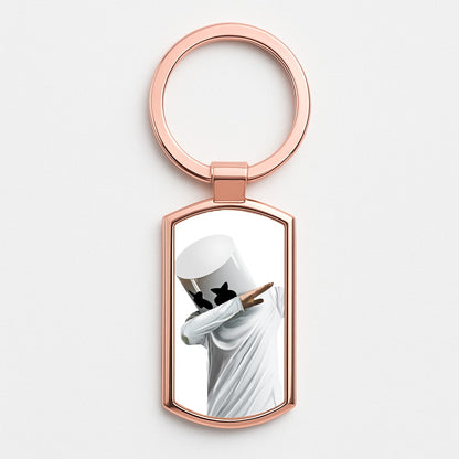 White Helmet DJ Dab Rose Gold Keyring