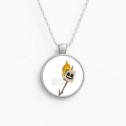 Stay Mello White Helmet DJw - White Helmet DJ Circle Necklace