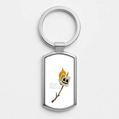 Stay Mello White Helmet DJw - White Helmet DJ Silver Keyring