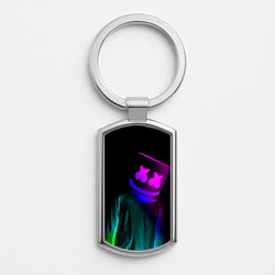 White Helmet DJ In Lights Silver Keyring