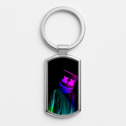 White Helmet DJ In Lights Silver Keyring