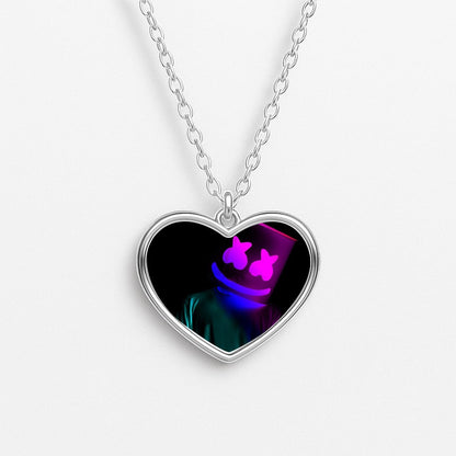 White Helmet DJ In Lights Heart Necklace