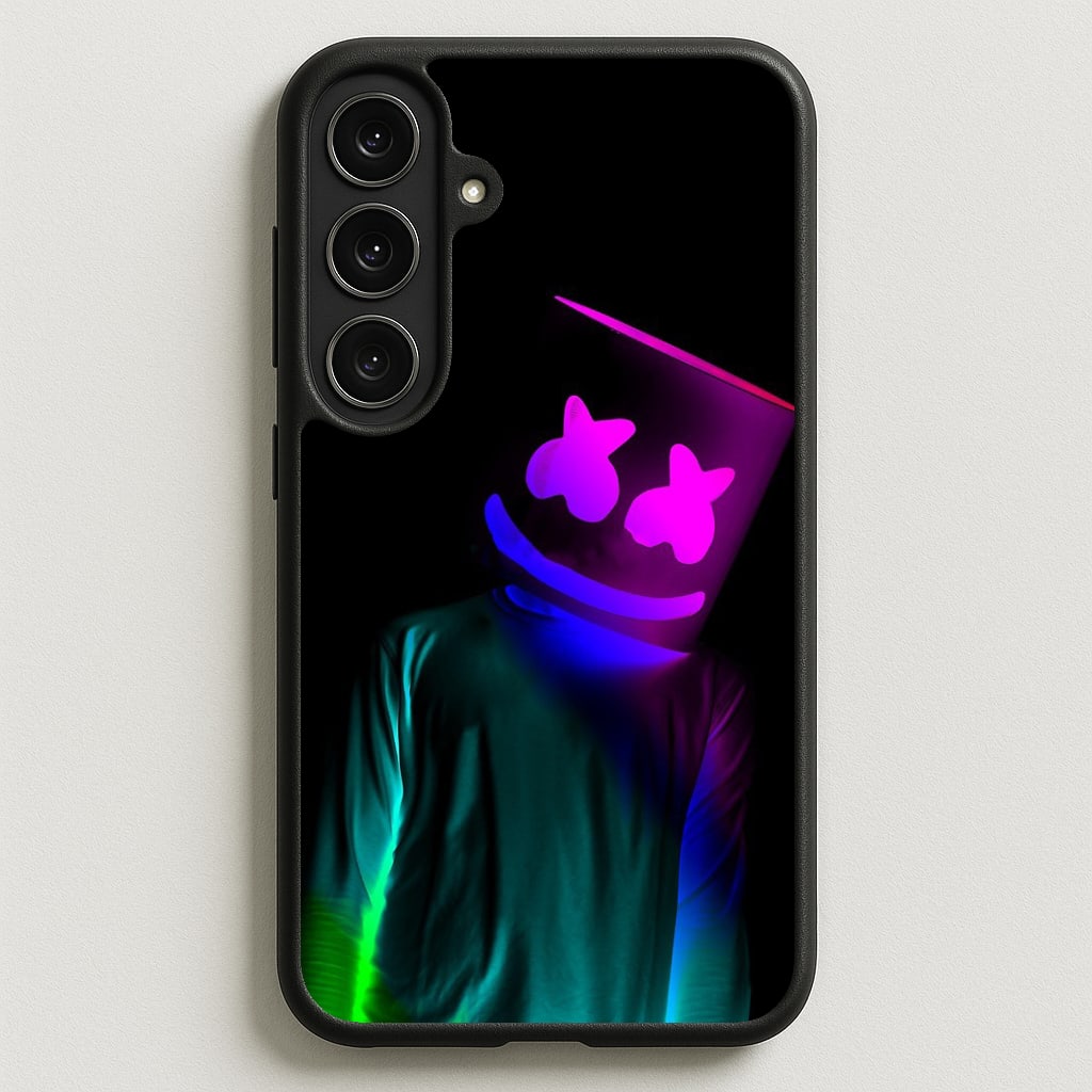 White Helmet DJ In Lights Phone Case for Galaxy S25FE