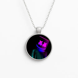White Helmet DJ In Lights Circle Necklace