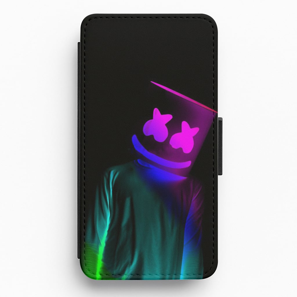 White Helmet DJ In Lights Flip / Wallet Phone Case