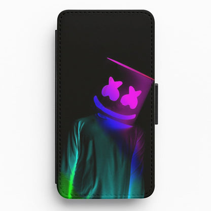 White Helmet DJ In Lights Flip / Wallet Phone Case