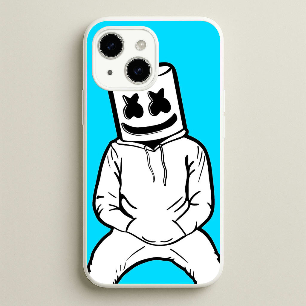 Blue White Helmet DJ  - Marshmello Phone Case for iPhone 15 Plus