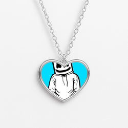 Blue White Helmet DJ Heart Necklace