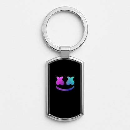 Black White Helmet DJ Silver Keyring