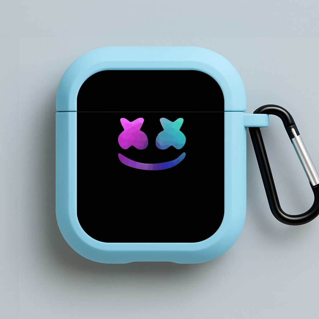 Black White Helmet DJ Blue AirPods Case