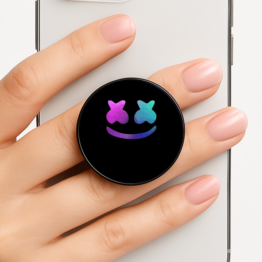 Black White Helmet DJ Phone Grip