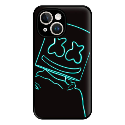 Black White Helmet DJ Neon Phone Case for iPhone 14 Plus