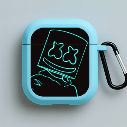Black White Helmet DJ Neon Blue AirPods Case